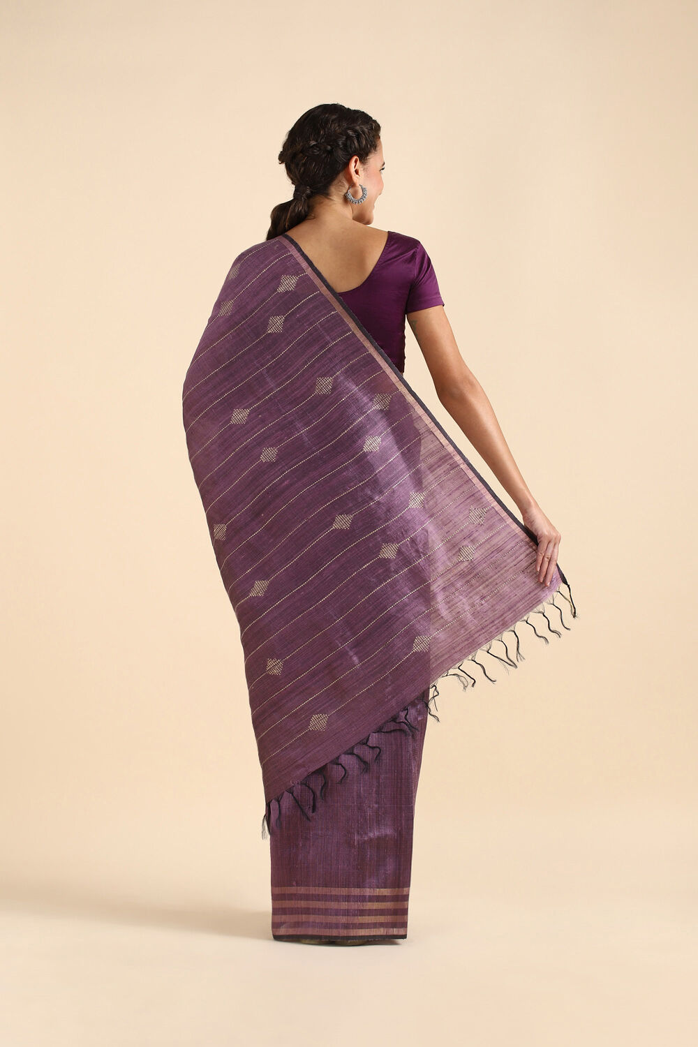 Violet Pure Tussar Silk Bhagalpuri Saree image number null