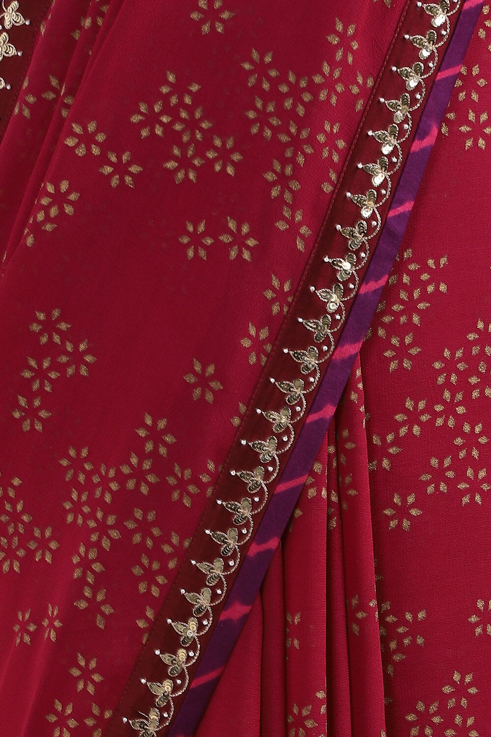 Dark Pink Viscose Printed Saree image number null