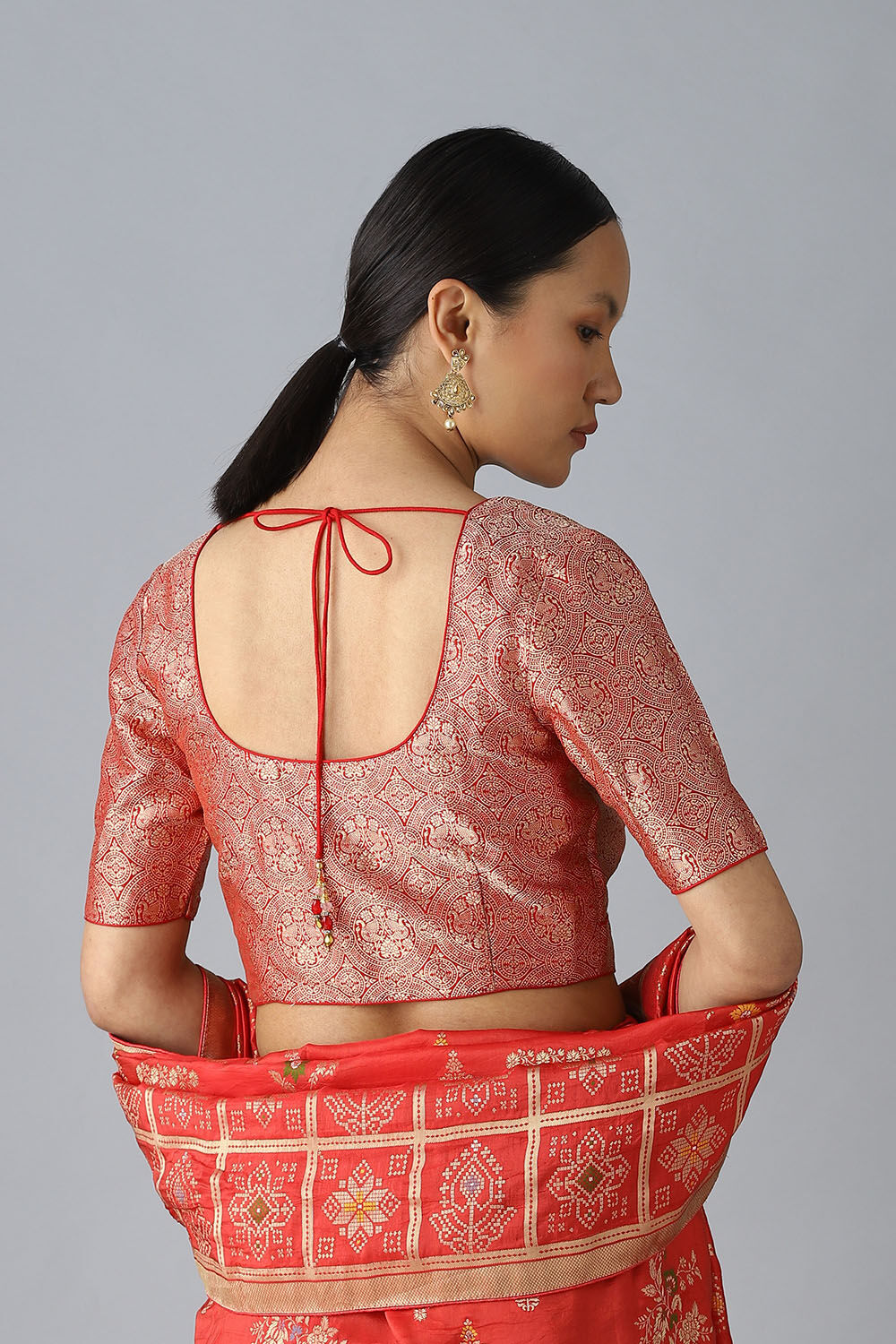 Red Viscose Brocade Blouse image number null