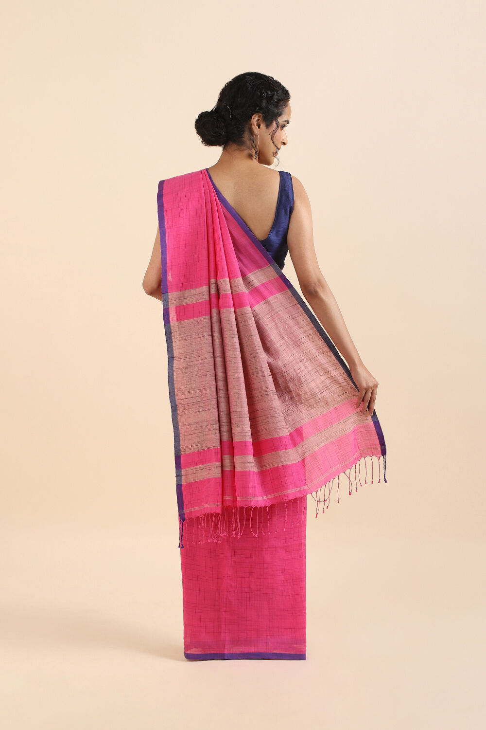 Light Pink Pure Cotton Bengal Saree image number null