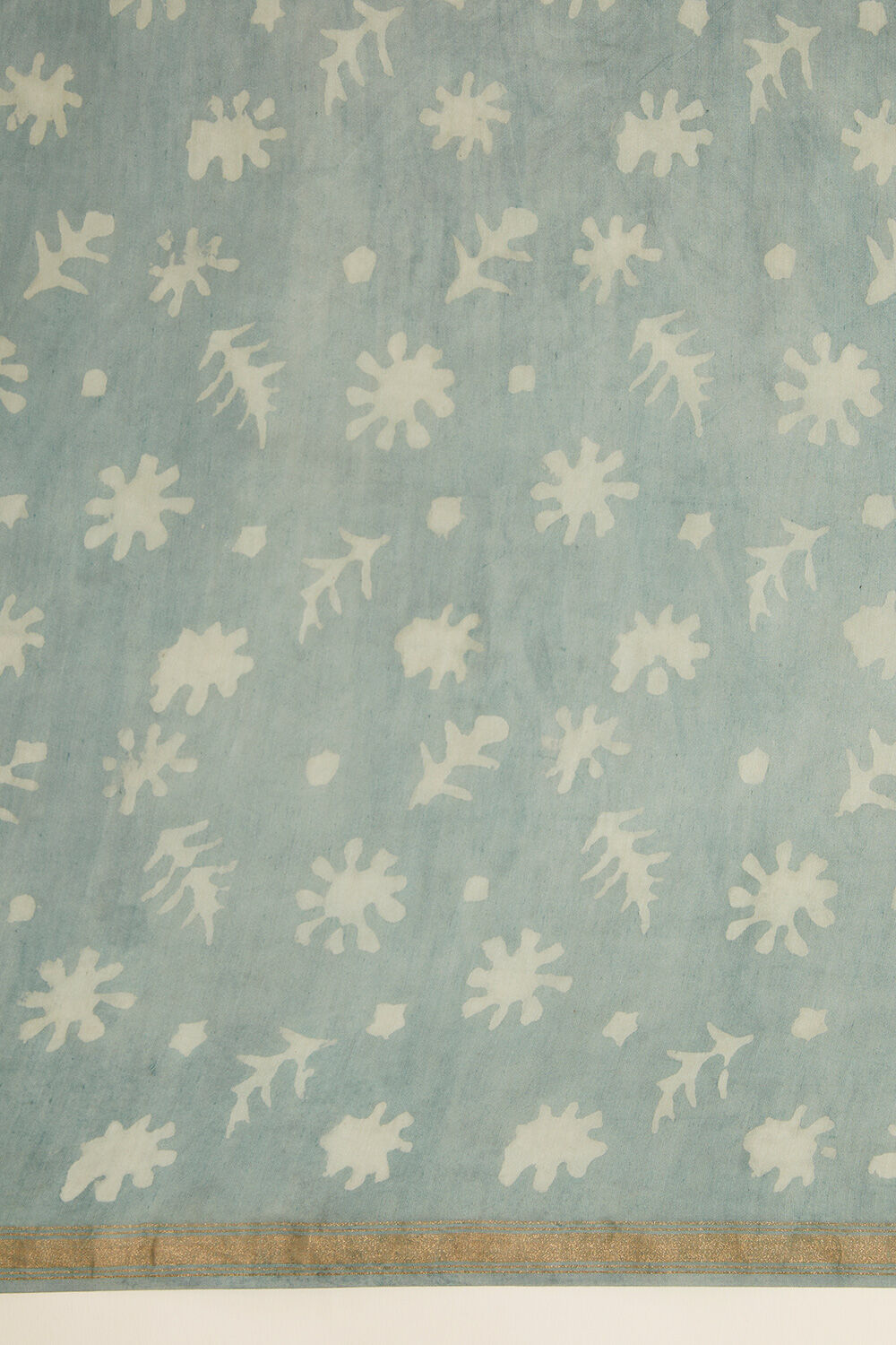 Grey Pure Silk Cotton Dabu Block Printed Saree image number null