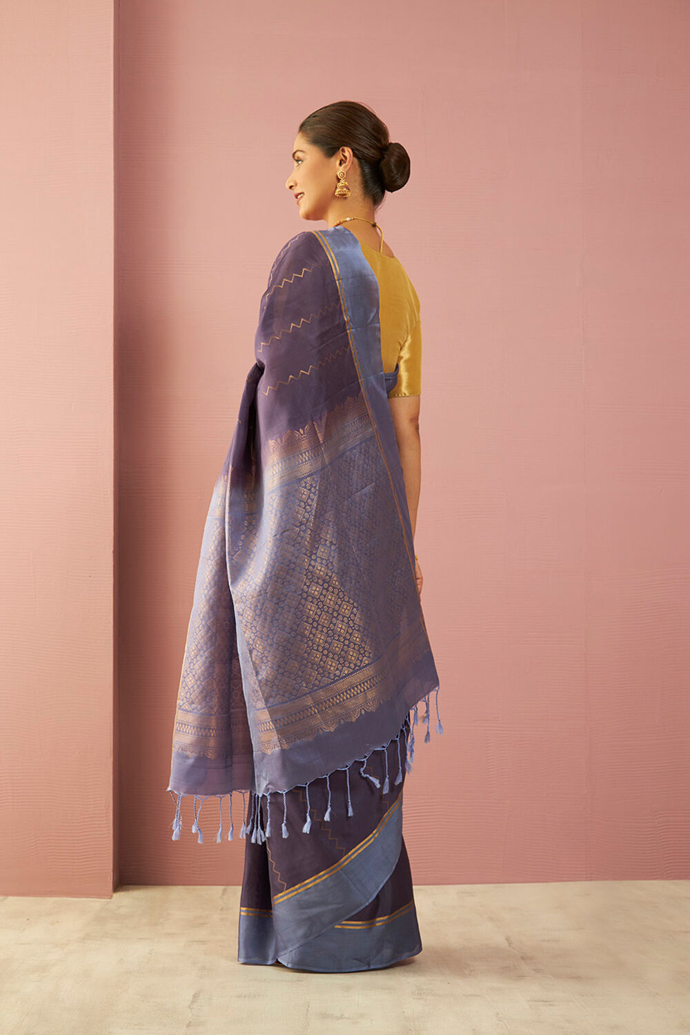Violet Woven Pure Soft Silk Saree image number null