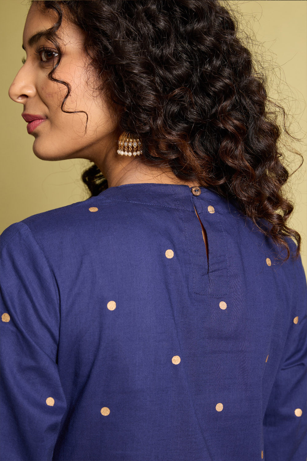 Dark Blue Embroidered Pure Cotton Kurta image number null