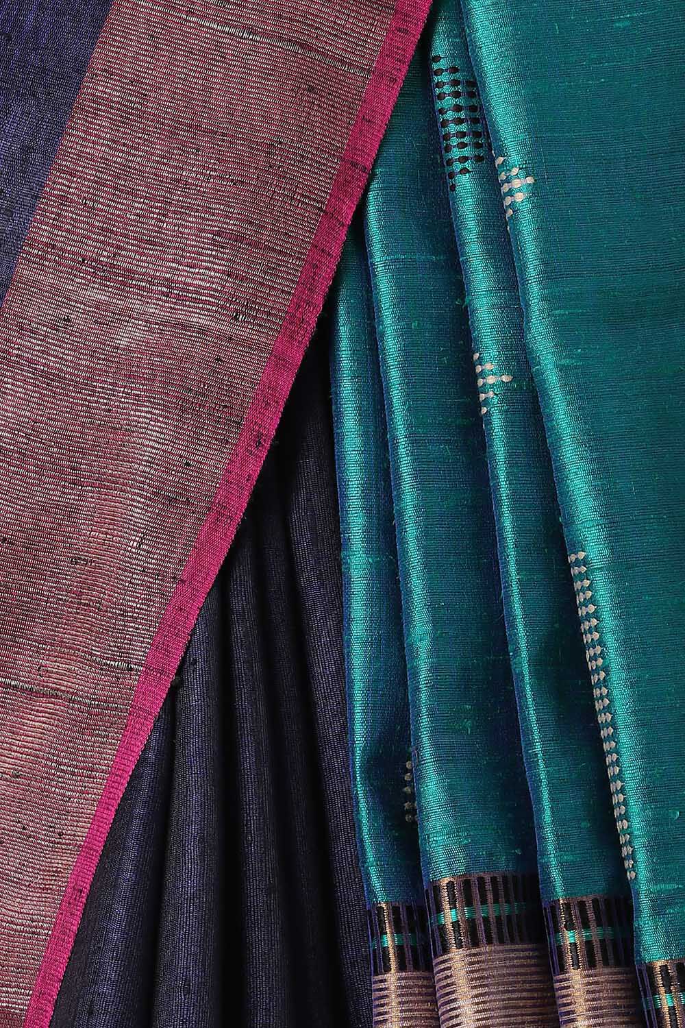 Blue Pure Tussar Silk Bhagalpuri Saree image number null