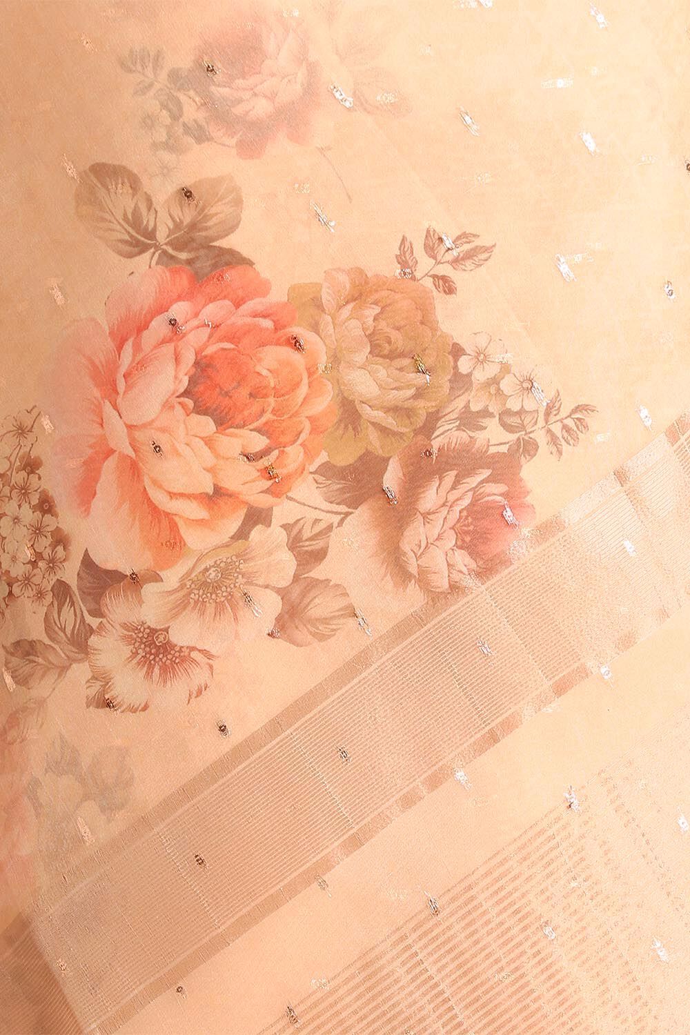 Light Pure Orange Embroidered Saree image number null