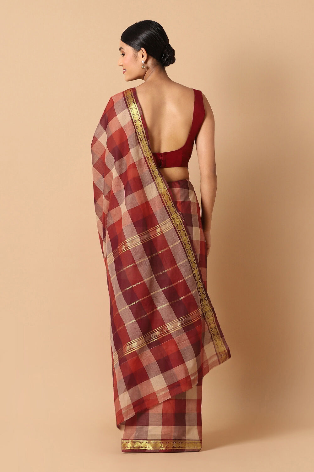 Red Pure Cotton Chettinad Saree image number null