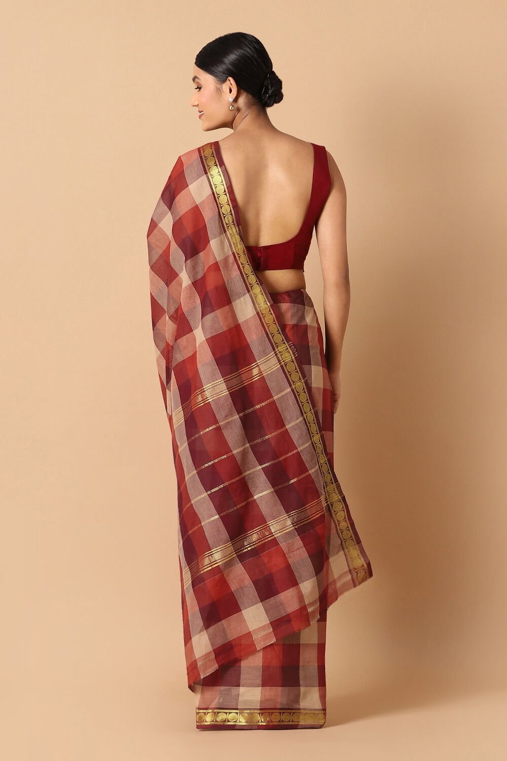 Red Pure Cotton Chettinad Saree image number null