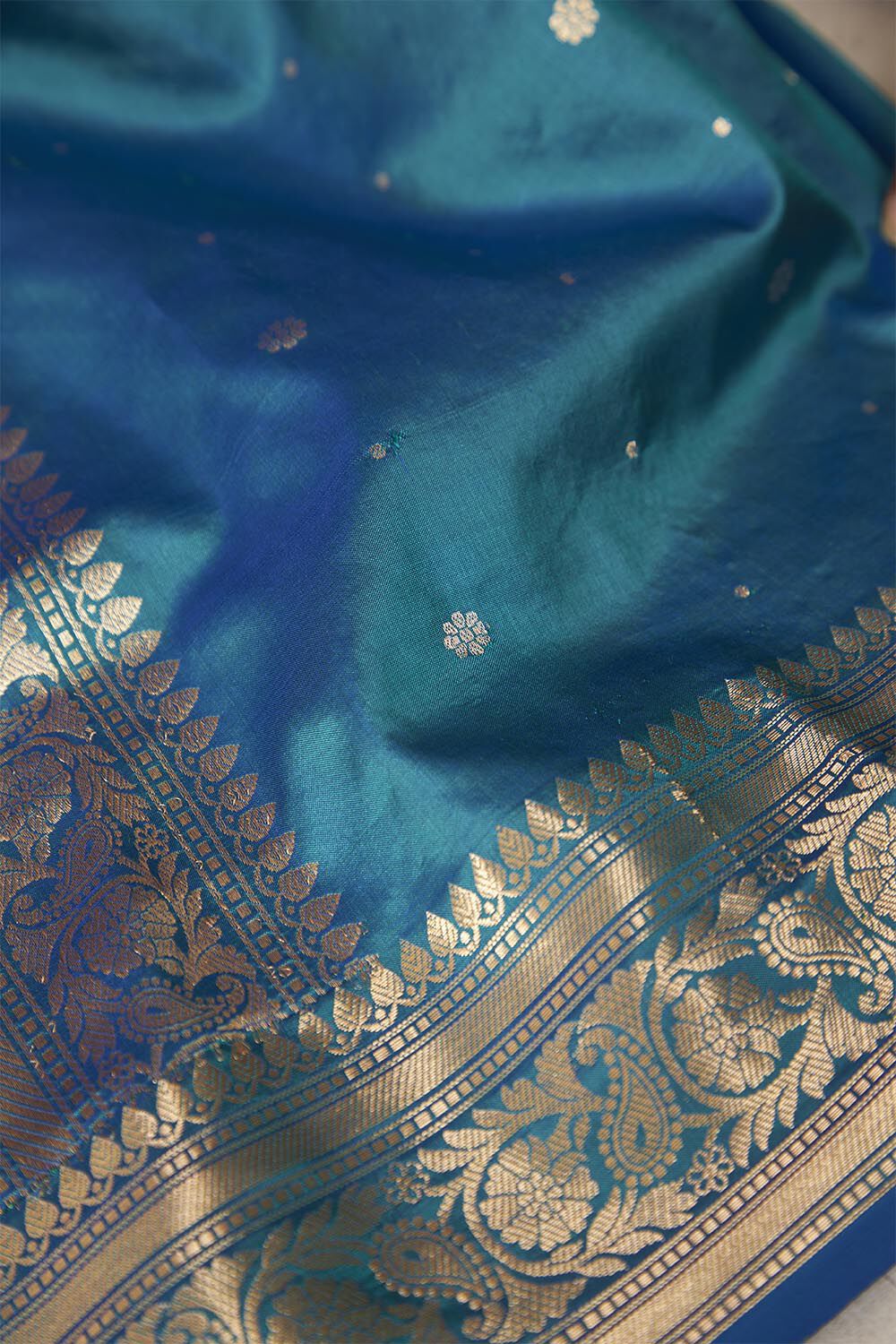 Blue Pure Silk Cutwork Banaras Saree image number null