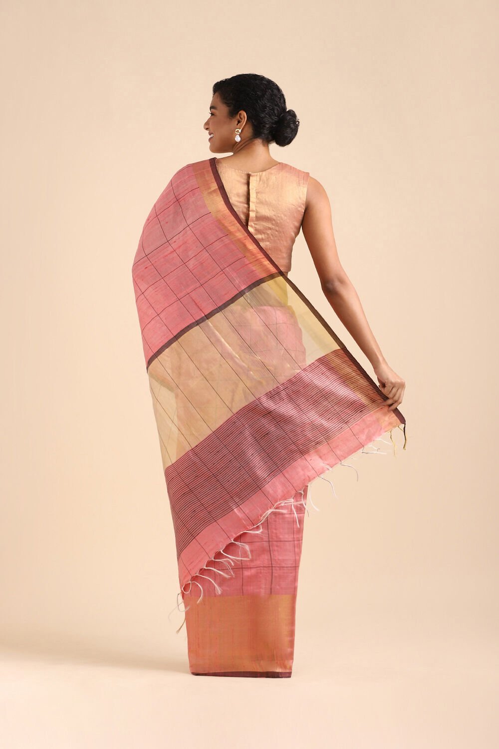 Light Pink Pure Tussar Silk Bhagalpuri Saree image number null