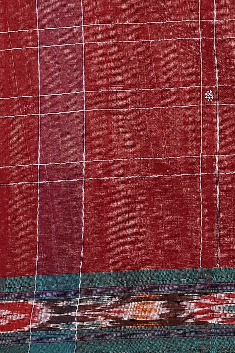 Red Pure Cotton Sambalpuri Ikat Saree image number null