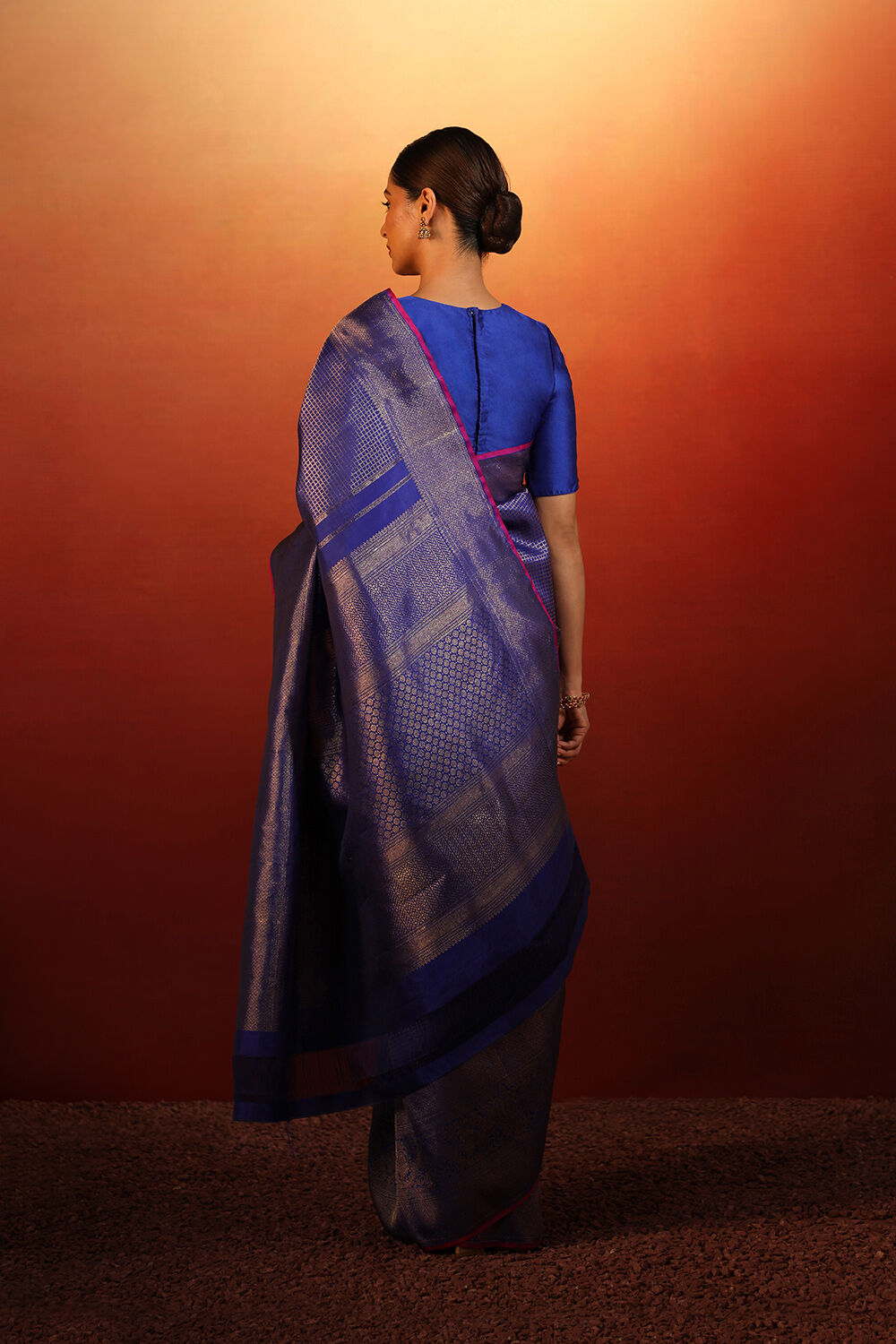 Blue Woven Pure Silk Kanjivaram Saree image number null
