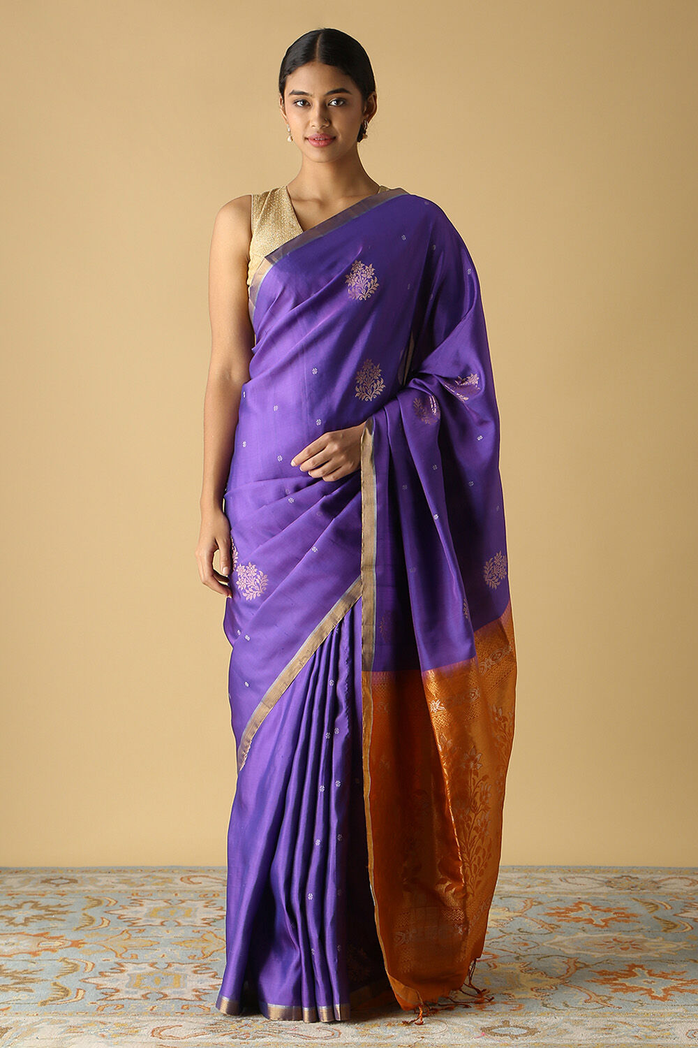 Purple Pure Silk South Saree image number null