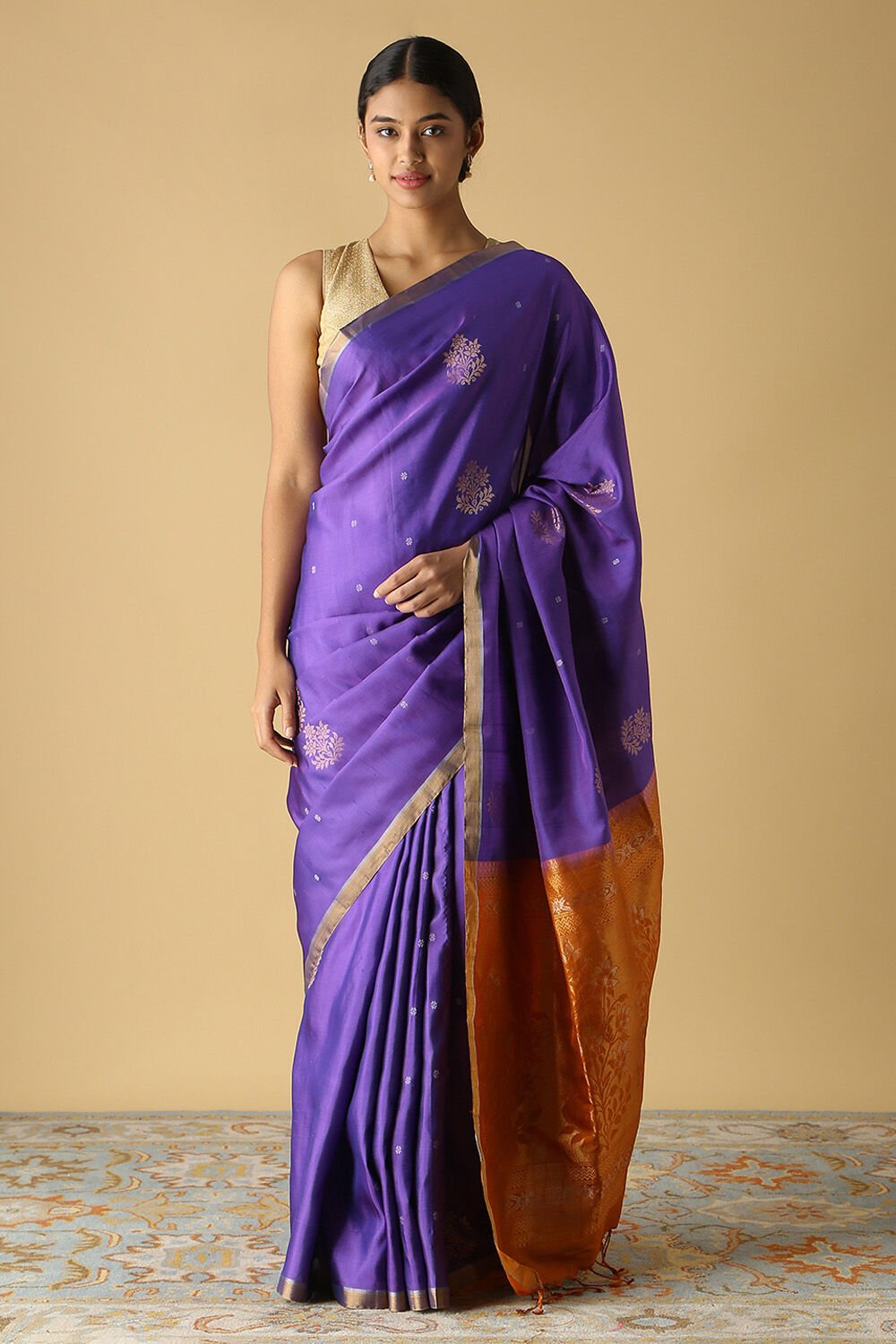 Purple Pure Silk South Saree image number null