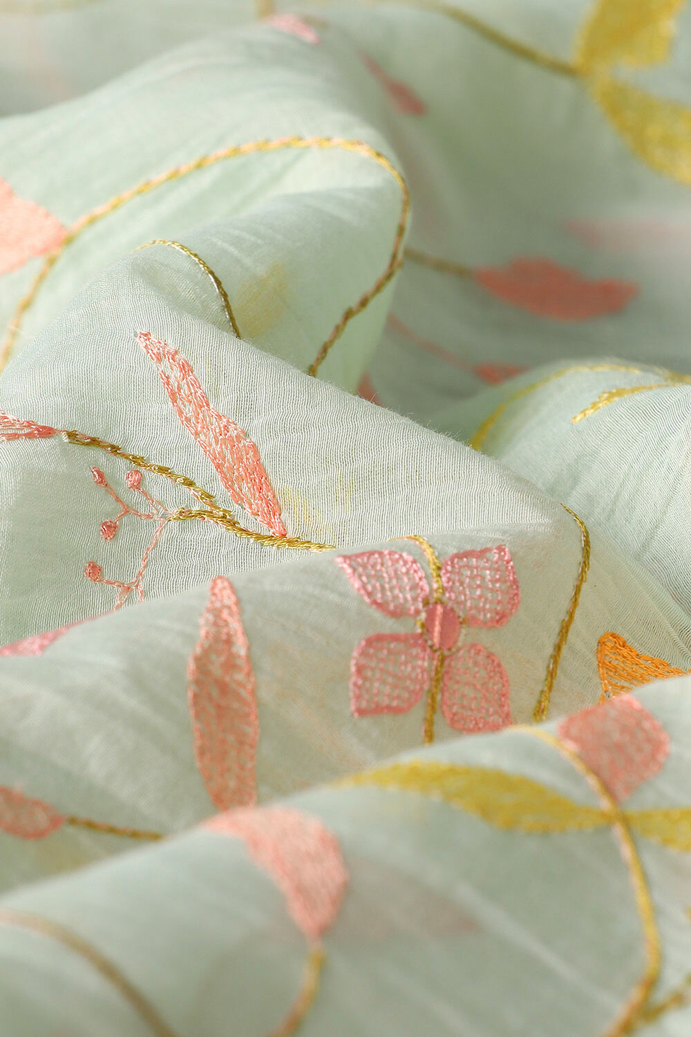 Light Blue Silk Cotton Embroidered Semistitched Suit Set image number null