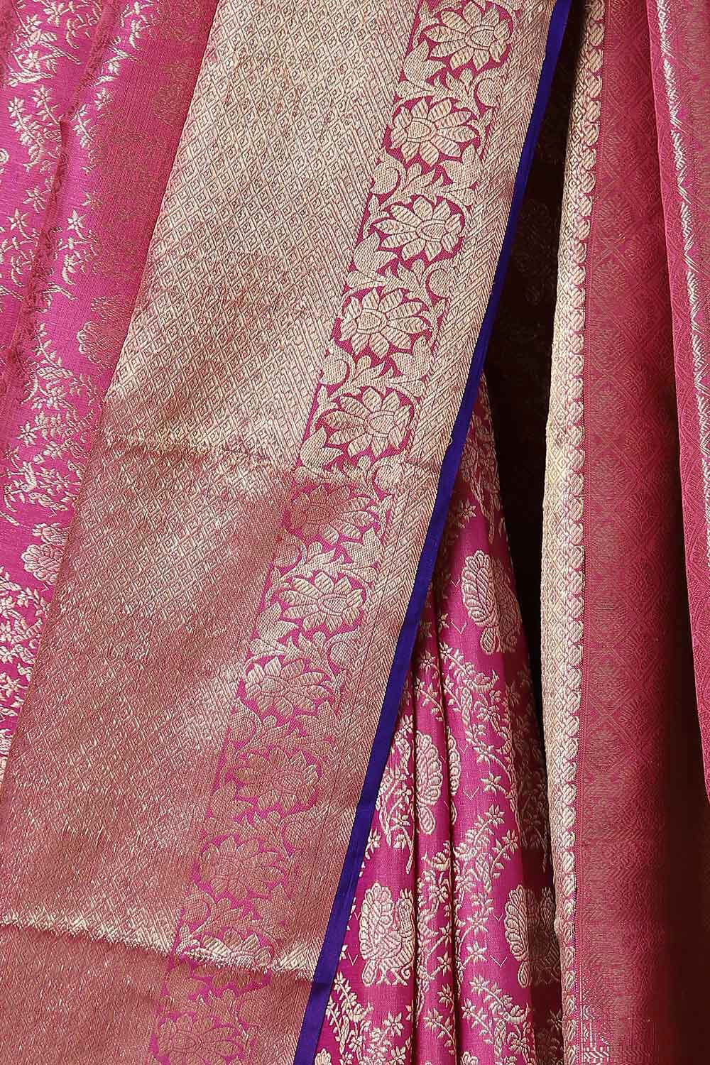 Dark Pink Pure Silk Kanjivaram Saree image number null