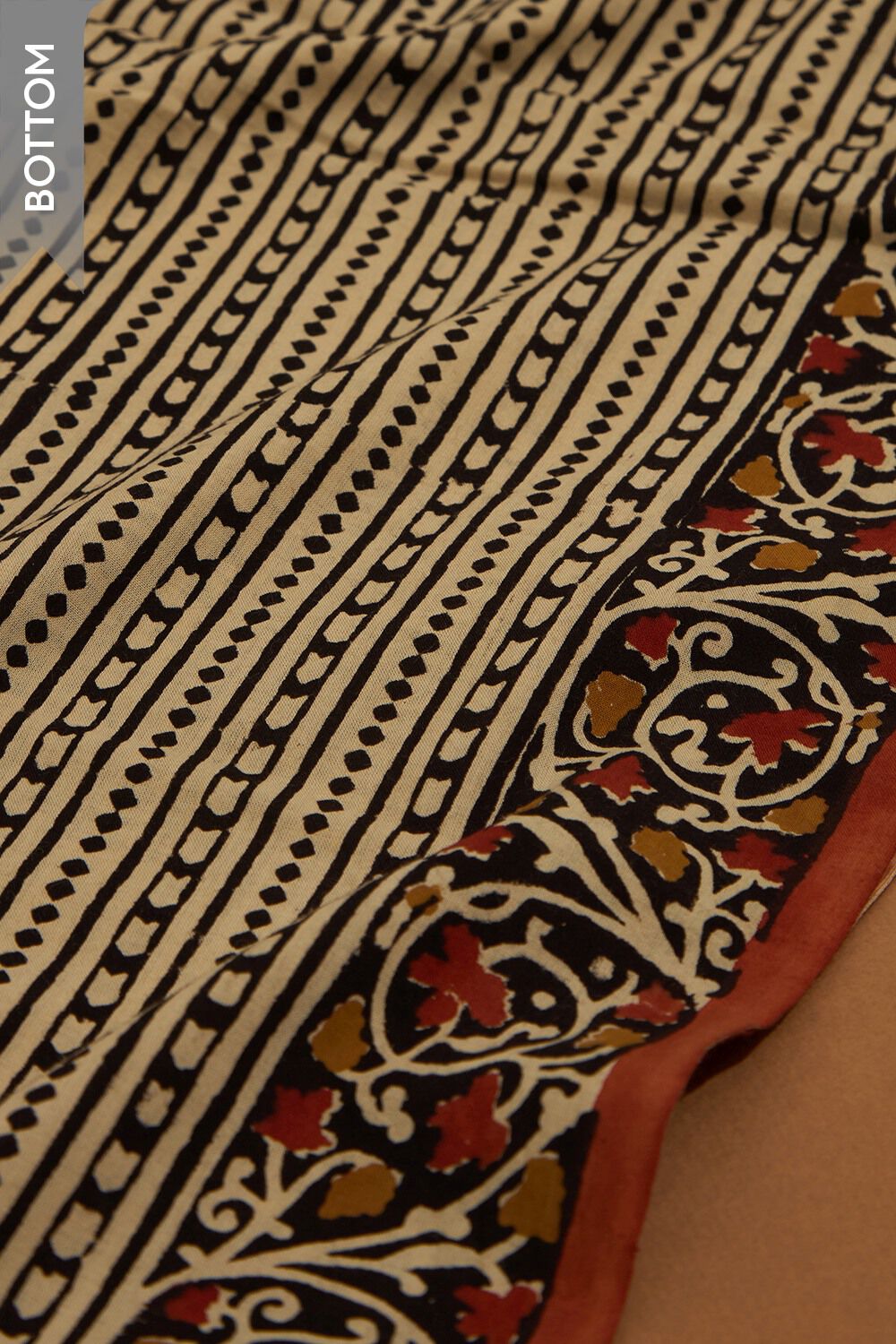 Beige Block Printed Pure Cotton Unstitched Suit Set image number null