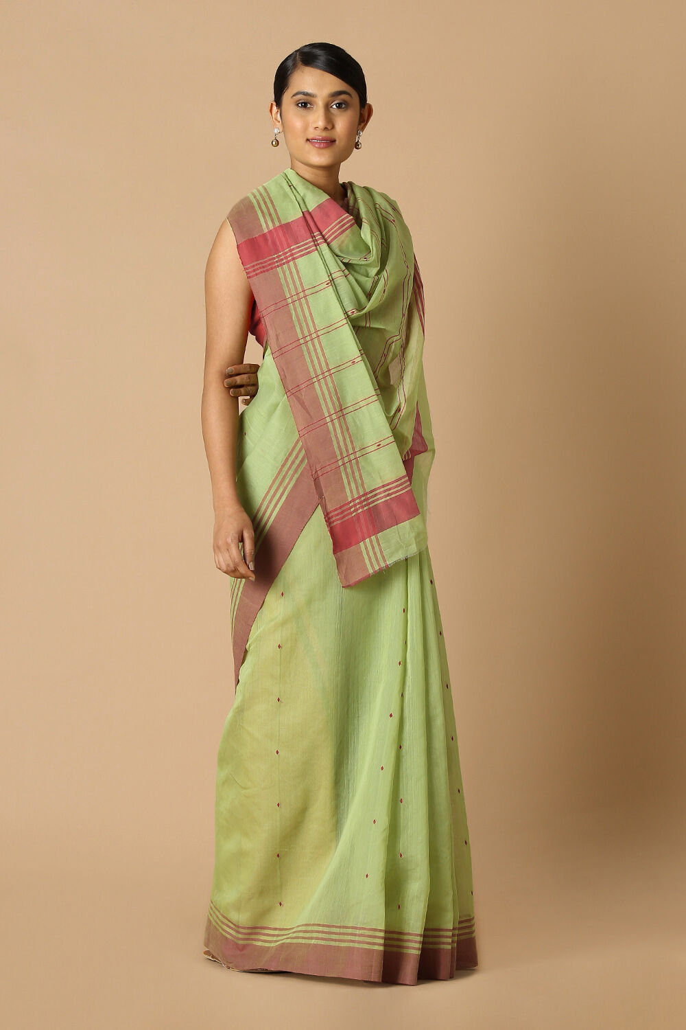 Green Pure Silk Cotton Chanderi Saree image number null