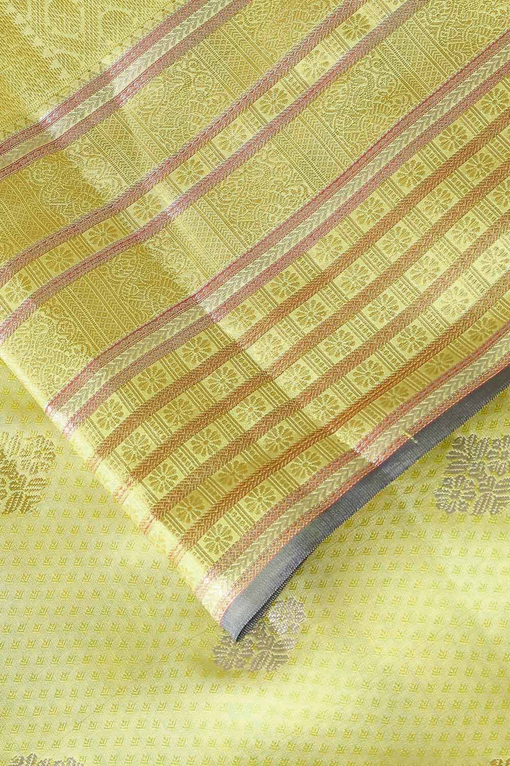 Light Yellow Pure Silk Kanjivaram inspired Saree image number null