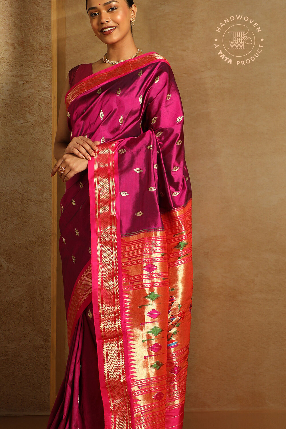 Pink Pure Silk Paithani Saree image number null