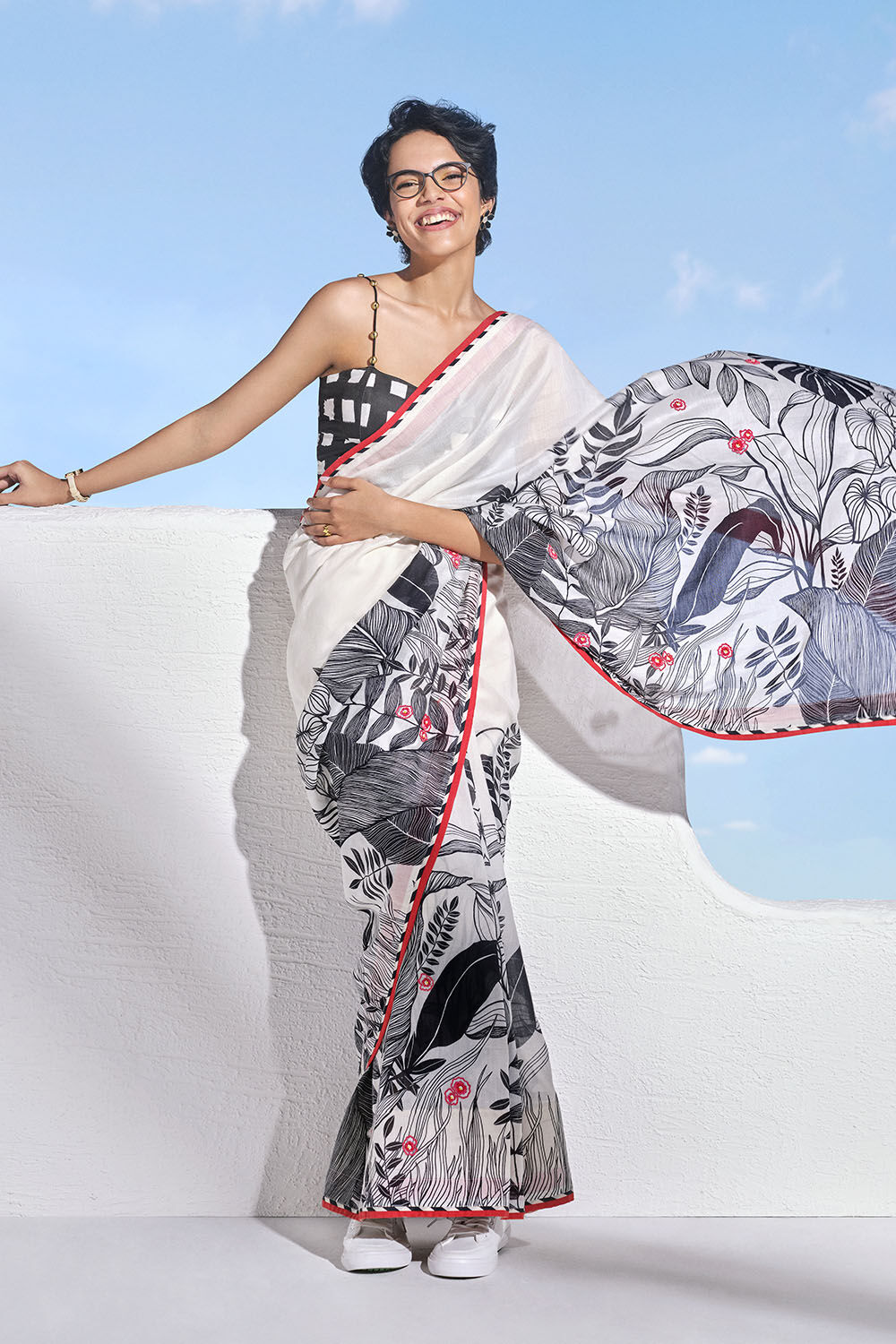 Off White Printed Pure Silk Cotton Saree image number null