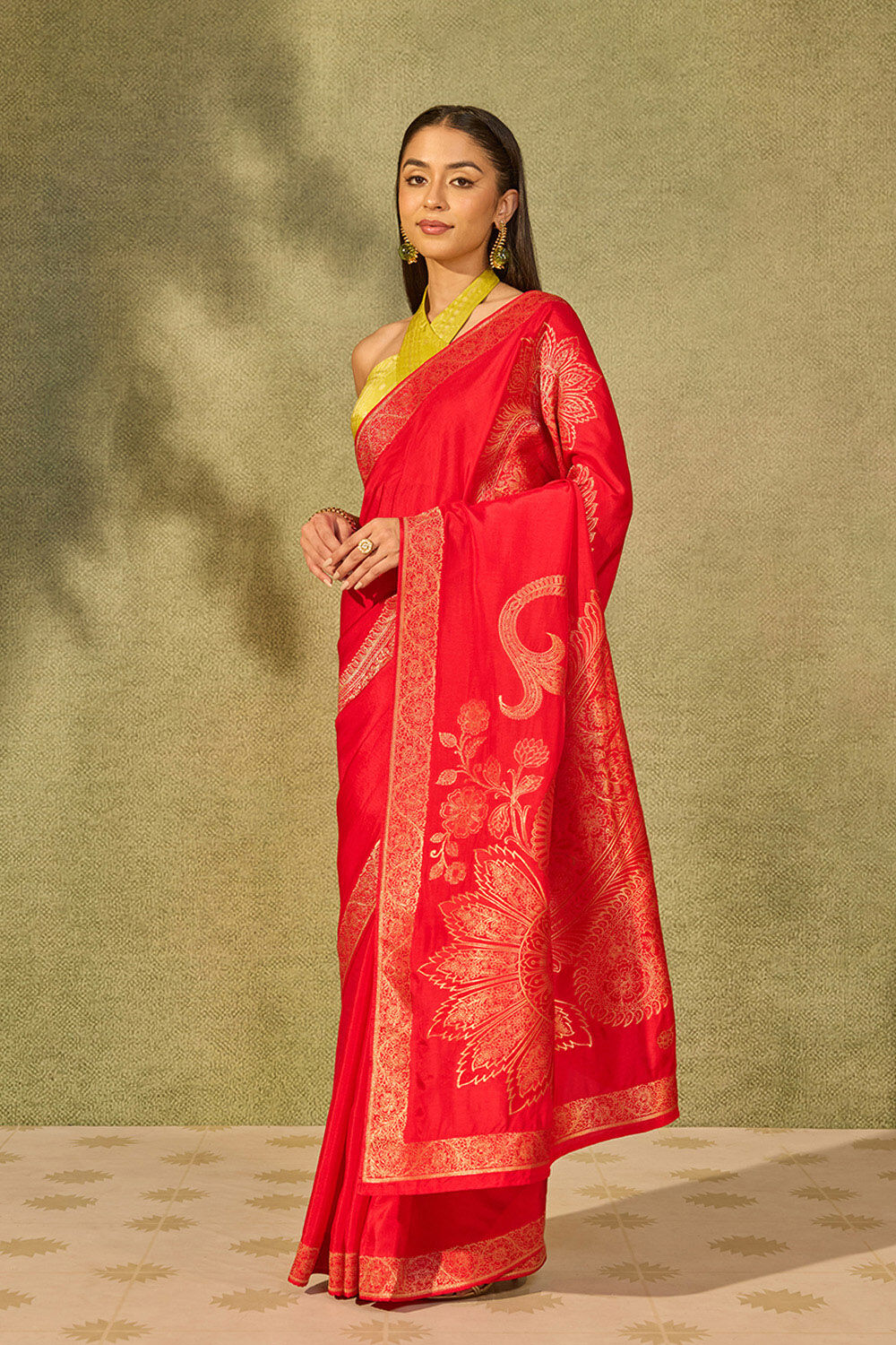 Red Woven Pure Viscose Saree image number null