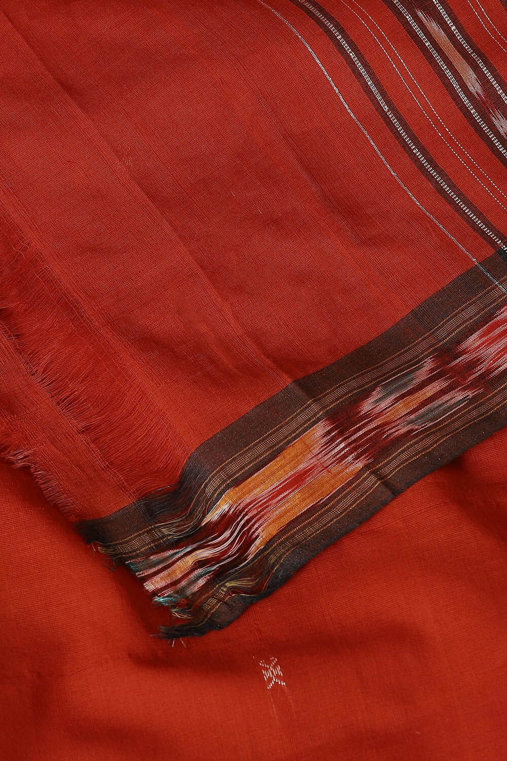 Dark Pure Orange Cotton Sambalpuri Ikat image number null
