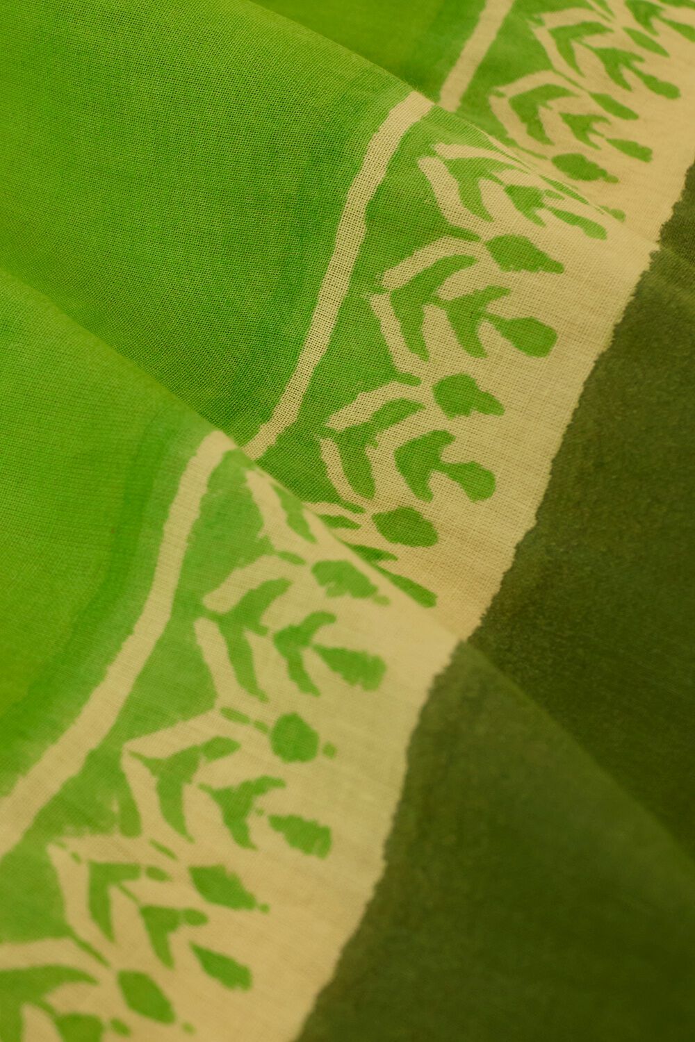 Light Green Bengal Pure Cotton Mulmul Block Printed Saree image number null