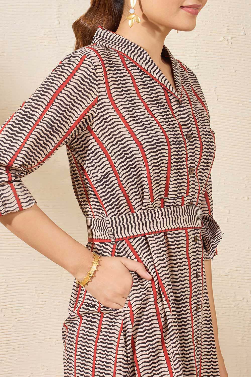 Beige Pure Cotton Printed Sanganeri Kurta image number null