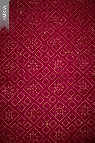 Dark Pink Pure Silk Cotton Block Printed Unstitched Suit Set thumbnail image number null
