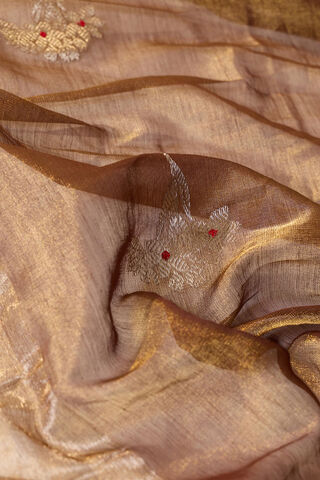 Brown Woven Pure Tissue Cotton Chanderi Saree thumbnail image number null