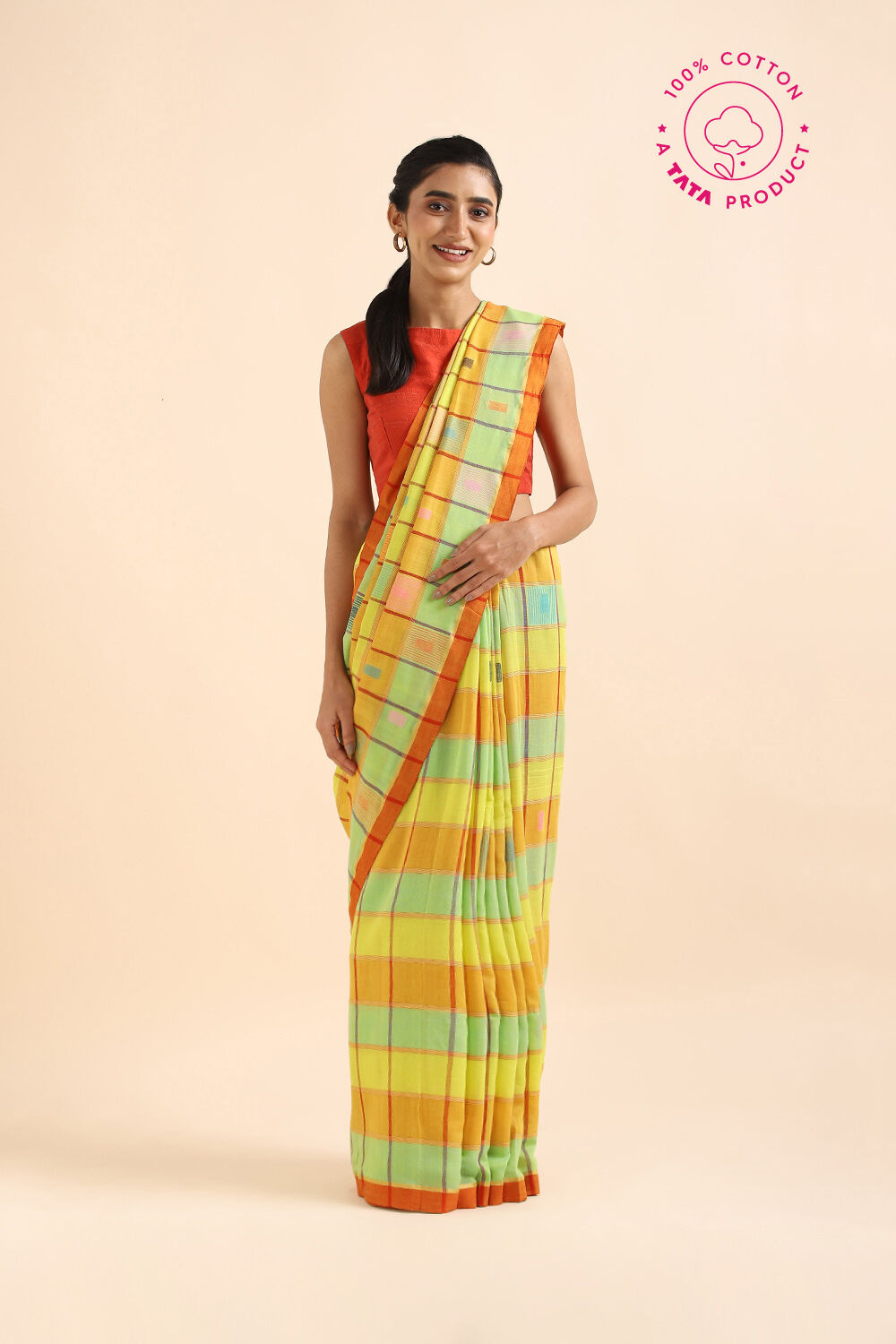 Light Green Pure Cotton Jamdani Saree image number null