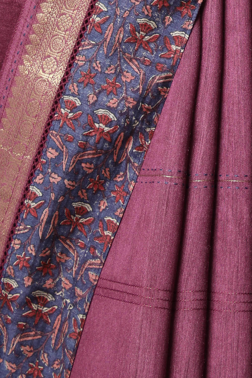 Purple Pure Tussar Printed Saree image number null