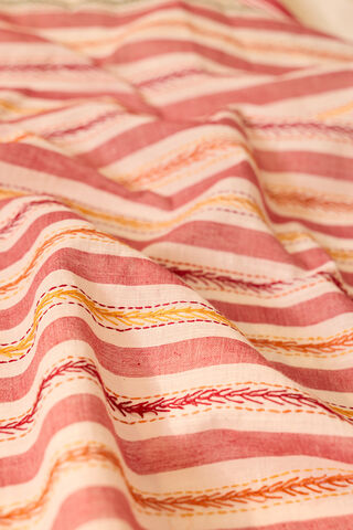 Off White Bengal Pure Cotton Kantha Embroidered Saree thumbnail image number null