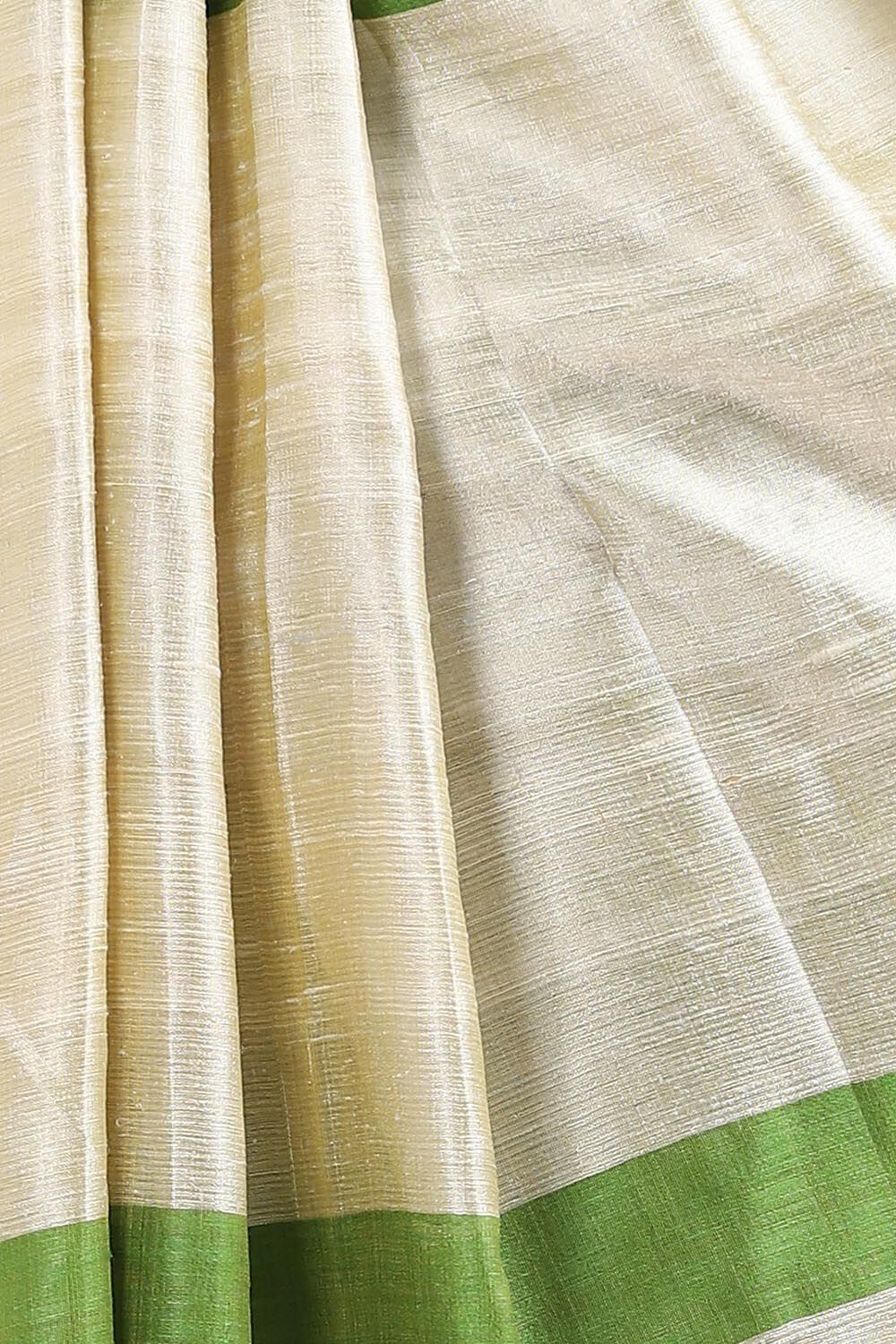 Light Green Pure Tussar Silk Bhagalpuri Saree image number null