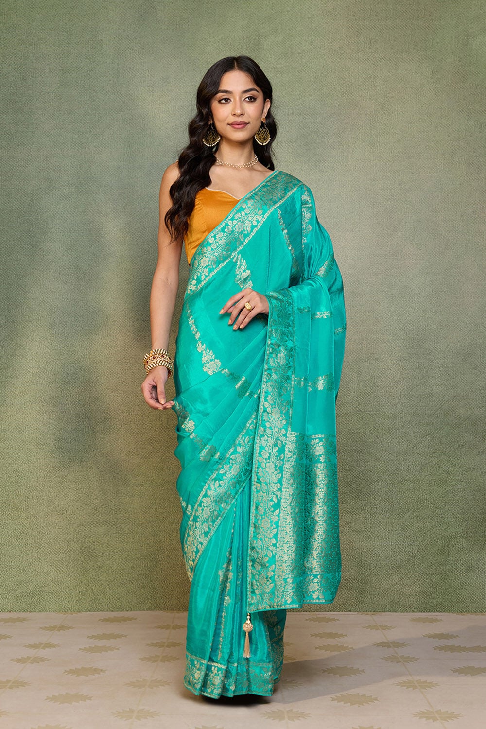 Blue Woven Pure Viscose Saree image number null