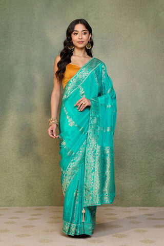 Blue Woven Pure Viscose Saree thumbnail image number null