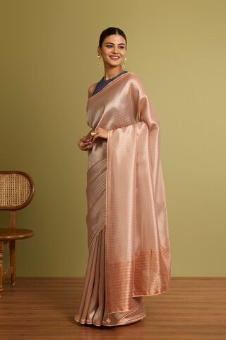 Light Orange Woven Viscose Tissue Saree thumbnail image number null