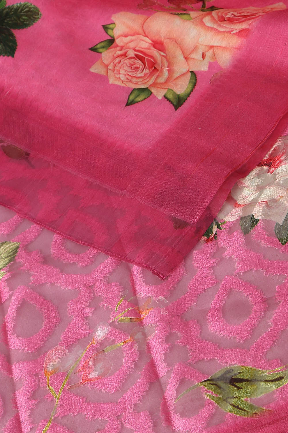 Pink Pure Organza Digital Printed Saree image number null