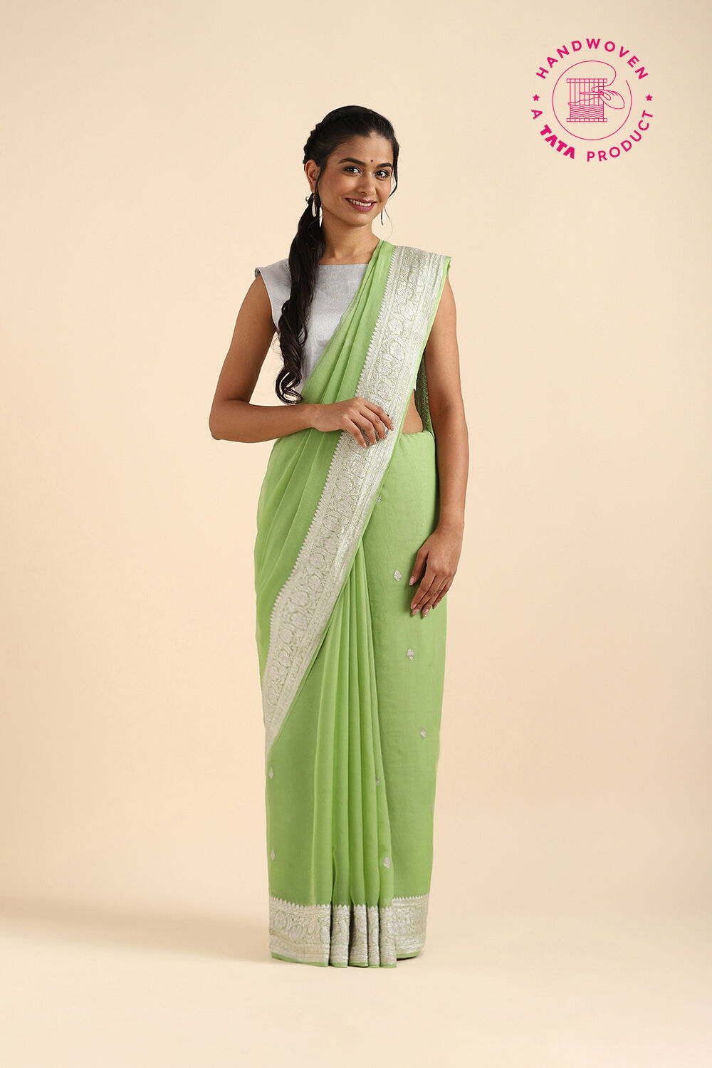 Light Green Pure Georgette Banarasi Saree image number null