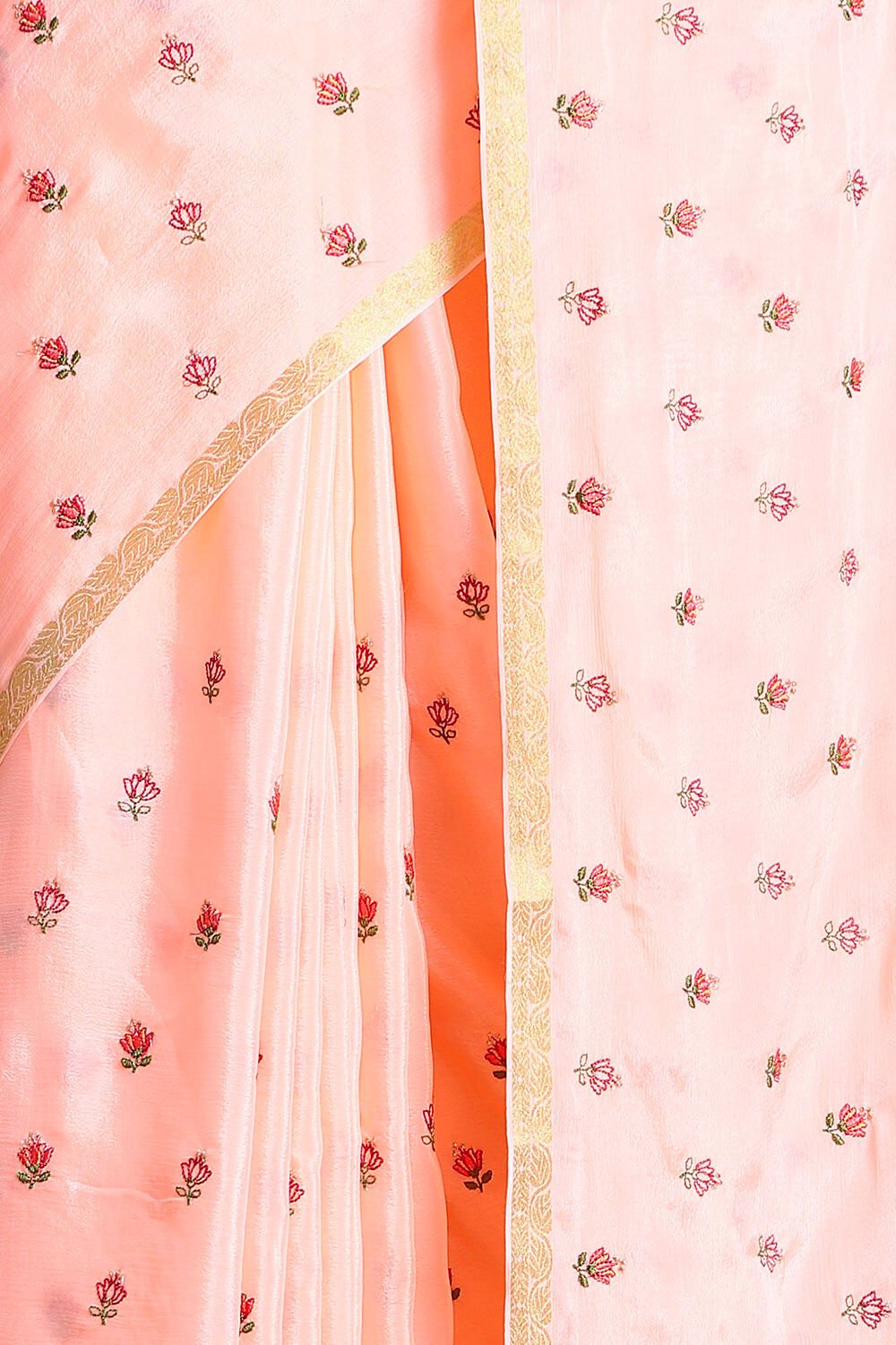 Light Pure Pink Viscose Embroidered Saree image number null