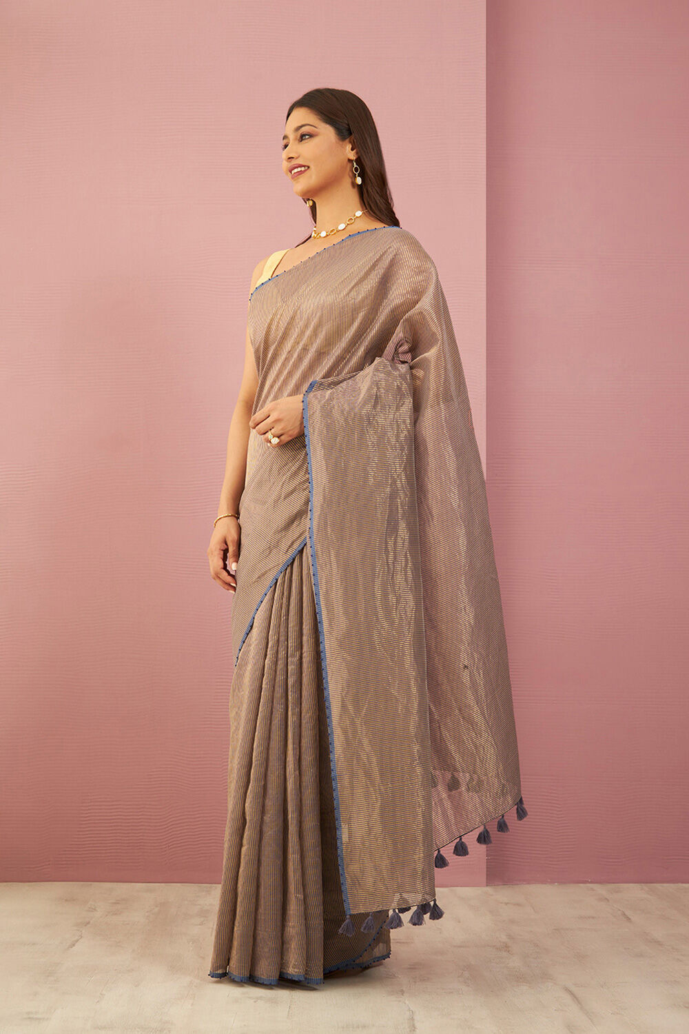 Grey Contemporary Pure Silk Cotton Embroidered Saree image number null