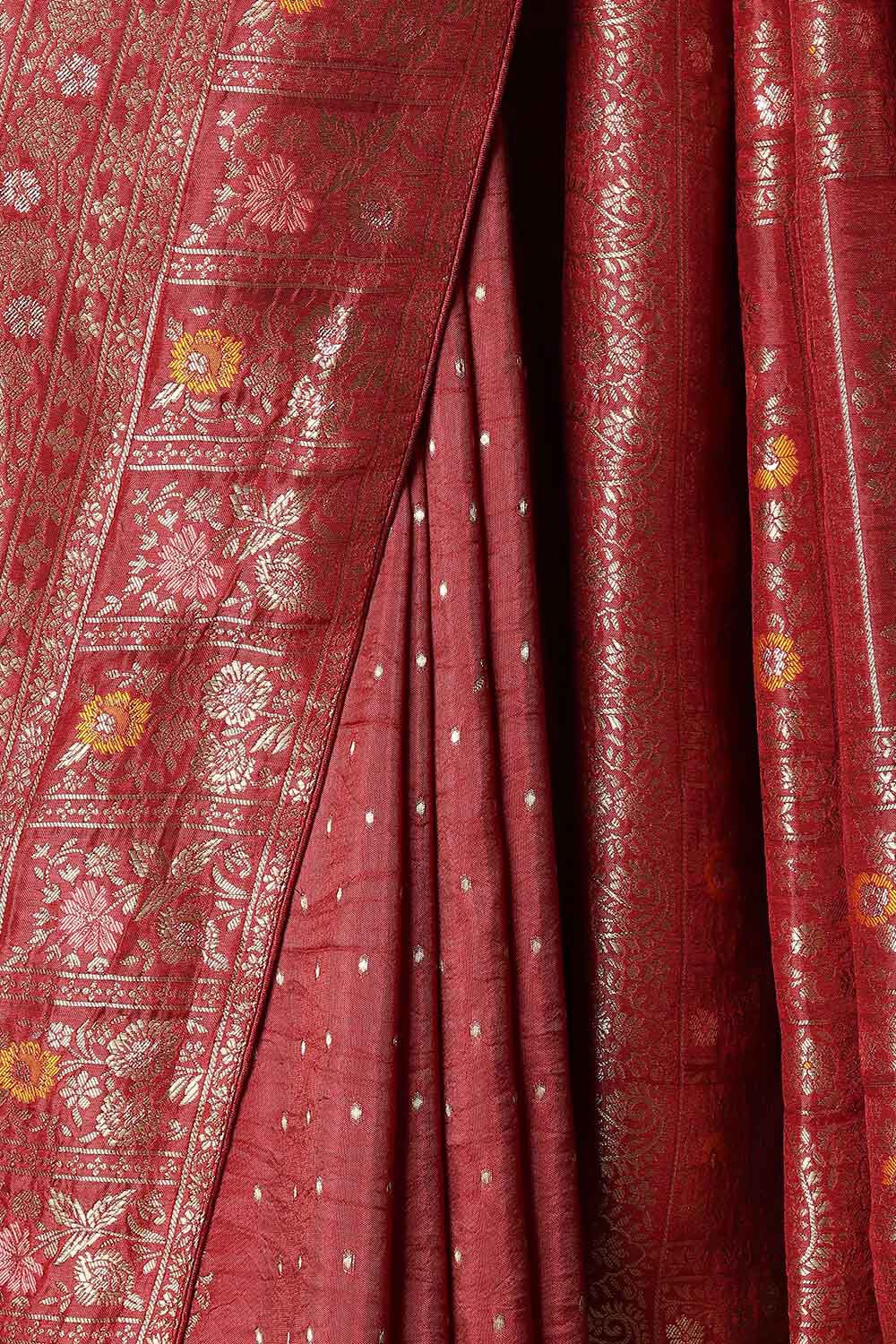 Dark Red Luxe Woven Saree image number null