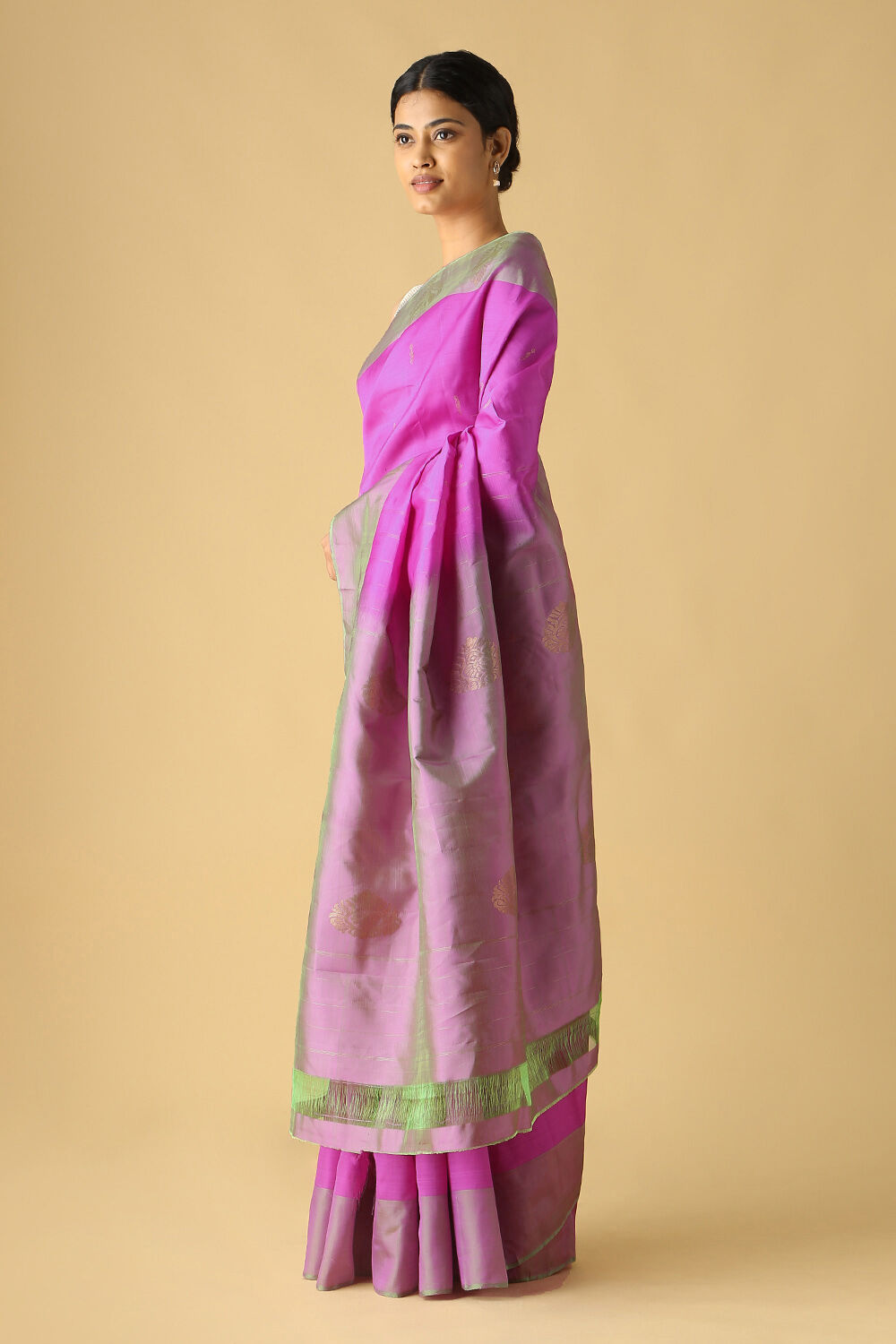 Dark Pink Pure Silk Kanjivaram Saree image number null