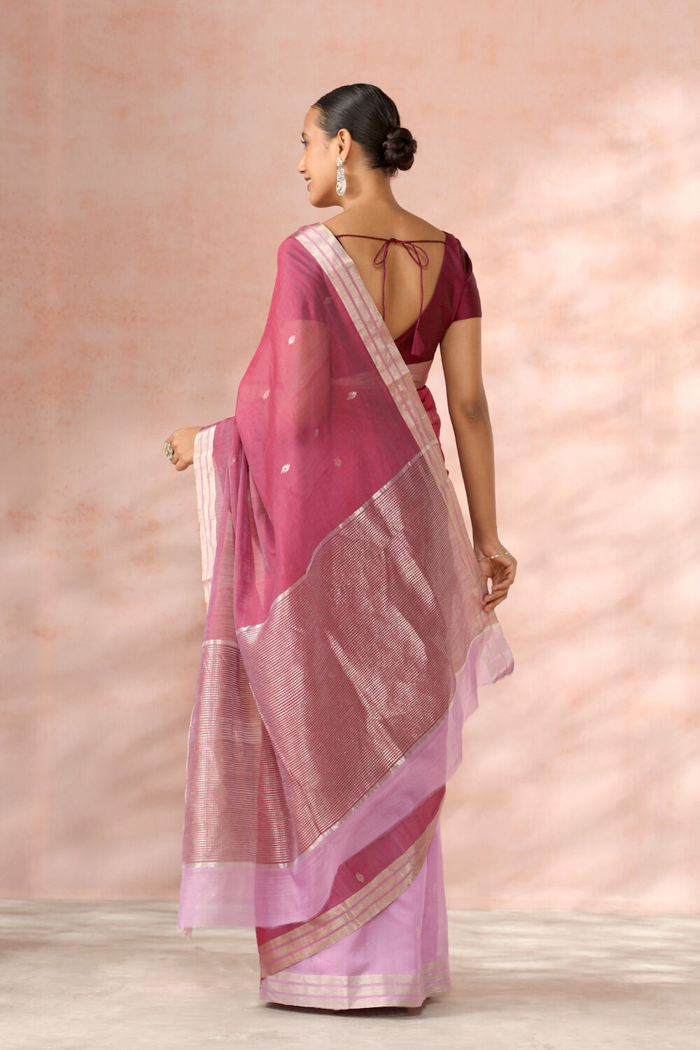 Purple Chanderi Pure Silk Cotton Woven Saree image number null