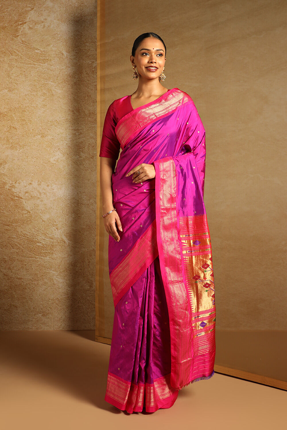 Purple Pure Silk Paithani Saree image number null