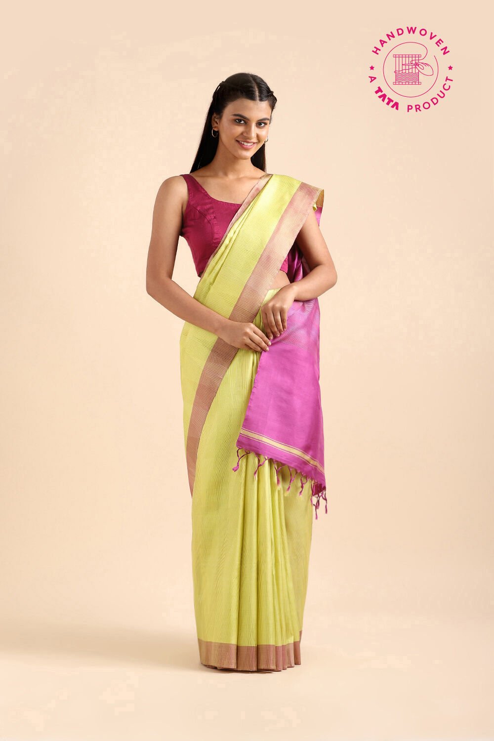 Light Green Pure Silk Bengal Saree image number null