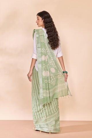 Green Bagru Viscose Cotton Dabu Block Printed Saree thumbnail image number null