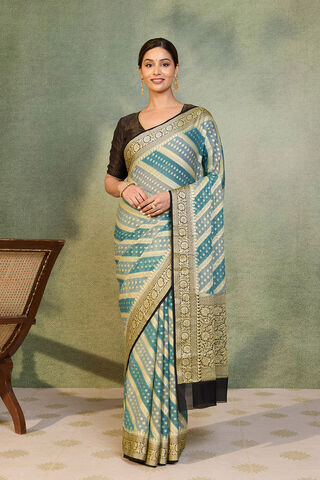 Blue Banaras Pure Silk Georgette Cutwork Saree thumbnail image number null