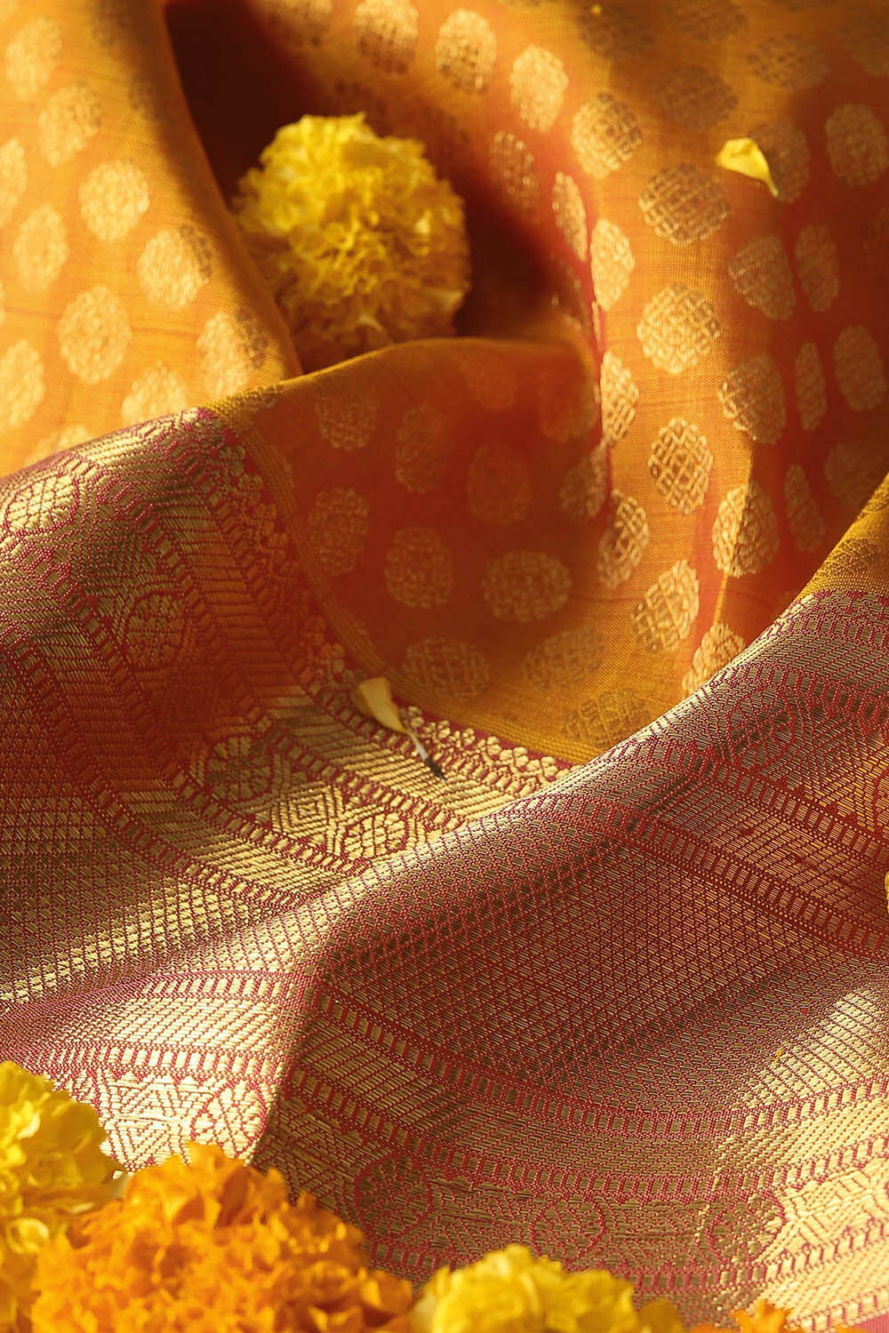 Orange Pure Silk Kanjivaram Saree image number null