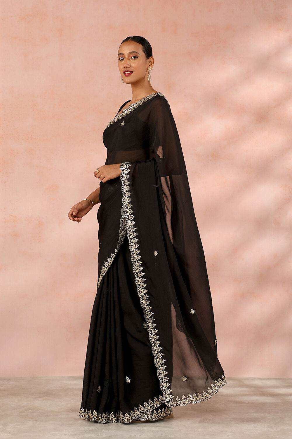Black Contemporary Viscose Organza Gota Patti Saree image number null
